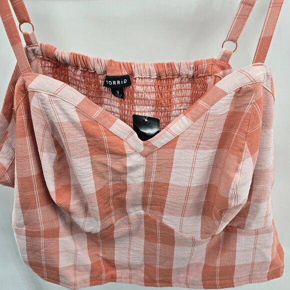 Torrid Orange Seersucker Sweetheart Neckline Smocked Back Crop Top 3X 22… - Picture 5 of 9